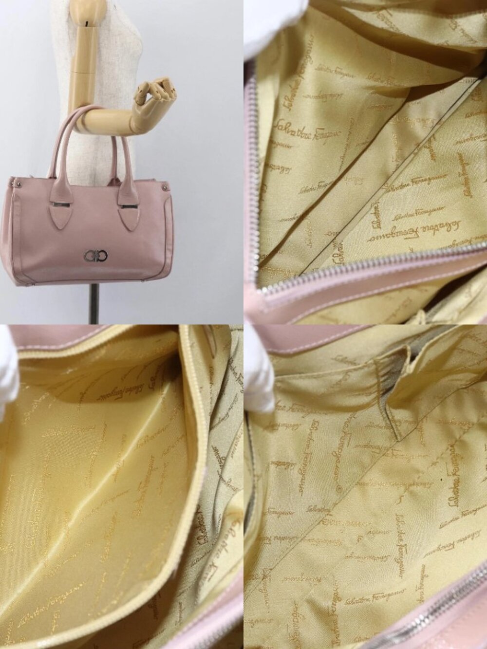 Salvatore Ferragamo Gancini Hand Bag Leather Pink Silver Auth 159143 - Picture 15 of 16